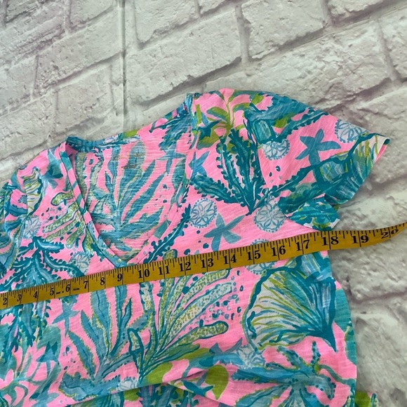 Lilly Pulitzer Mandevilla Baby Hip Nautic Tropical Print V-Neck Women’s Top - Picture 6 of 8